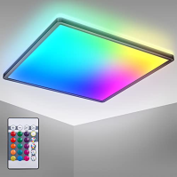 B.K.Licht - LED stropní lampa s nepřímým světlem, dálkovým ovládáním, barevným RGB+W světlem, LED panel, LED stropní lampa, LED 